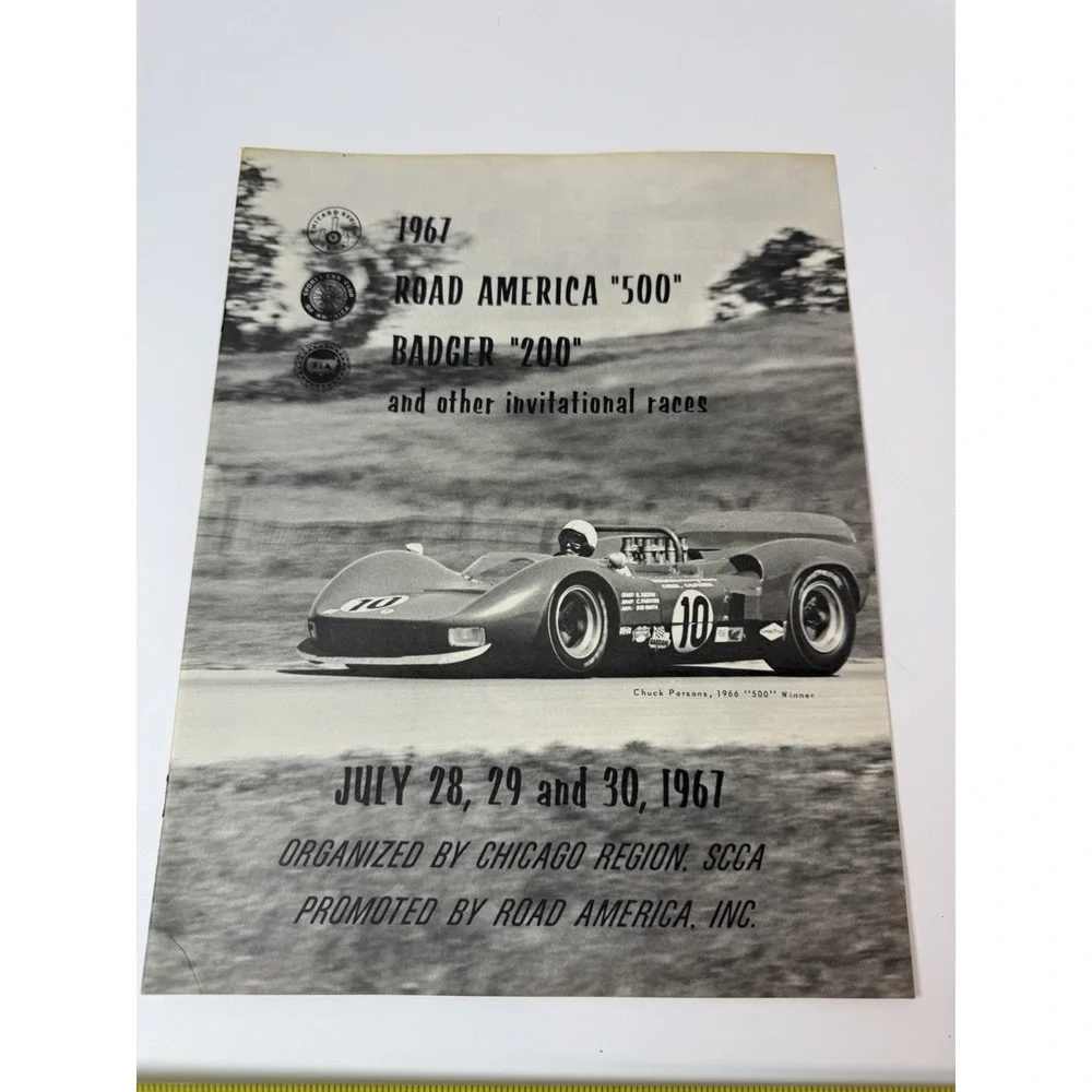 1967 Road America 500 Badger 200 July 28-30 Race Program And Entry Form